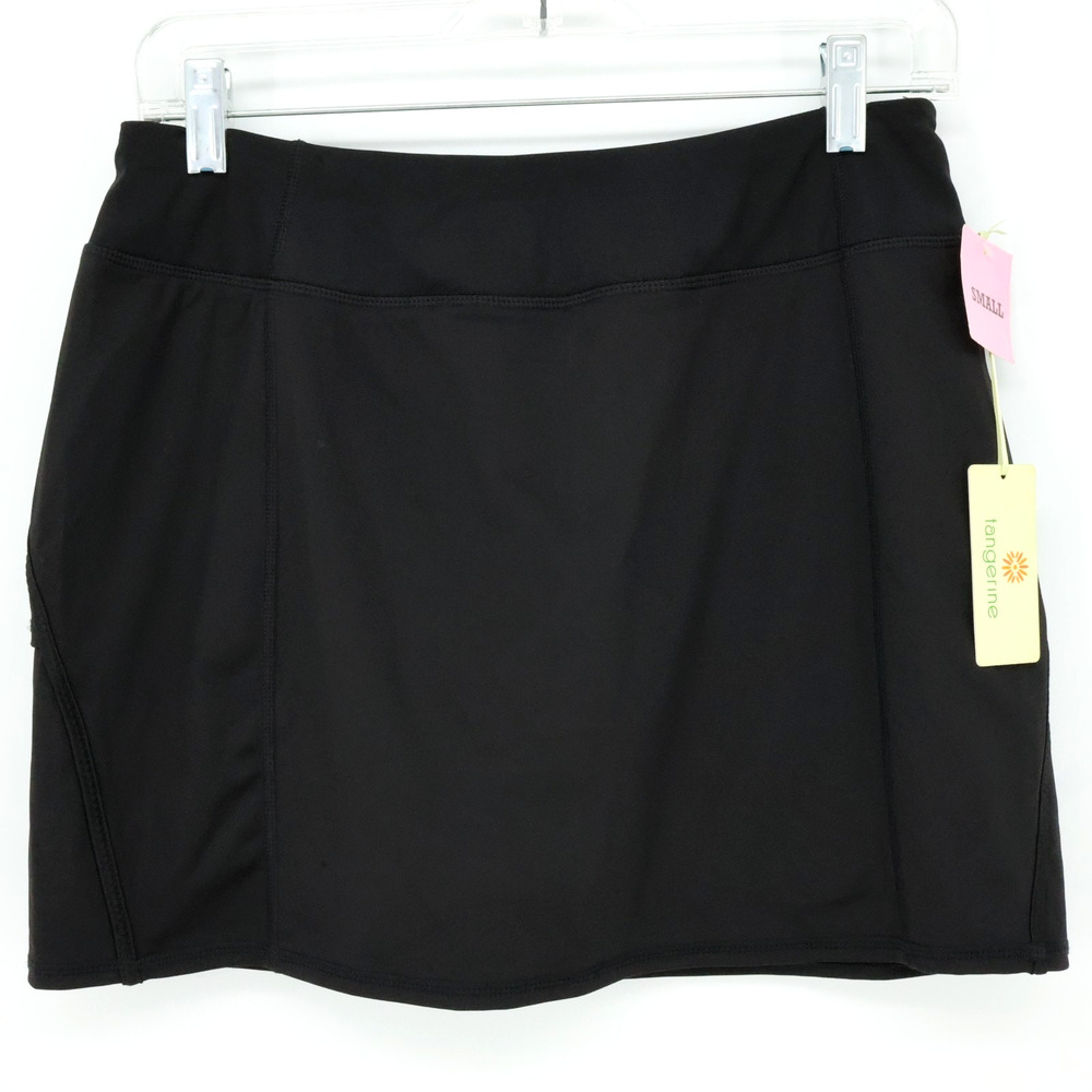 Tangerine Skort Womens Small Black Stretch Knit Shorts Pull On Zip Pocket New